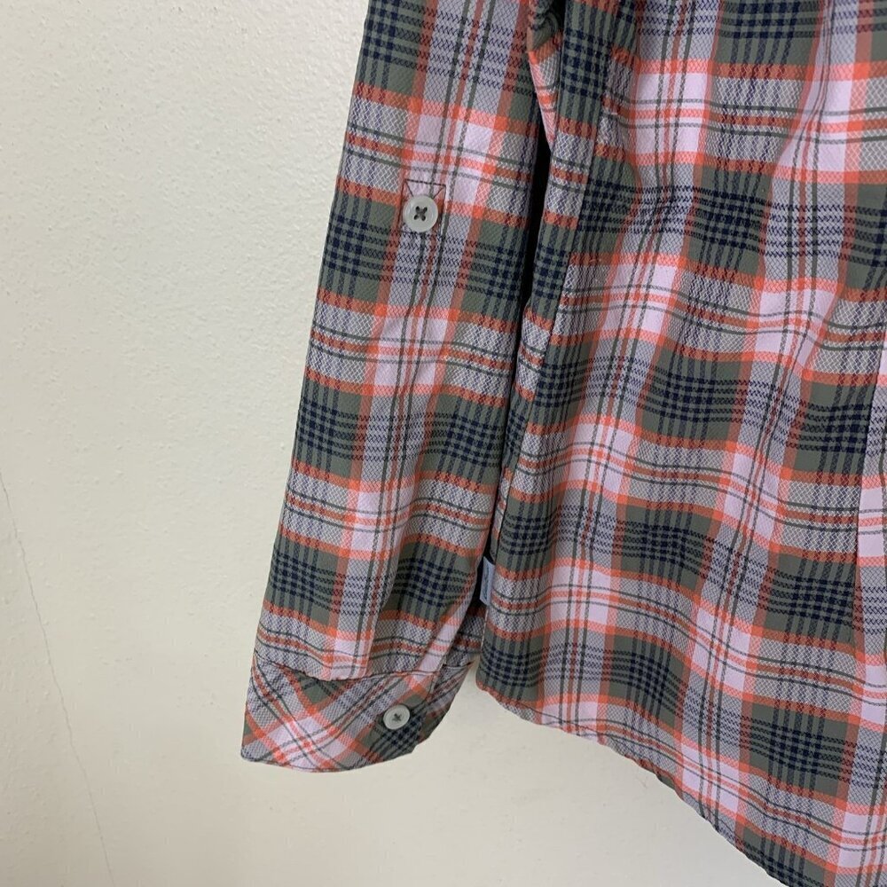 Eddie Bauer Womens L Long Sleeve Shirt Plaid Green Hiking Lightweight Travel - Picture 8 of 15